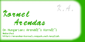 kornel arendas business card